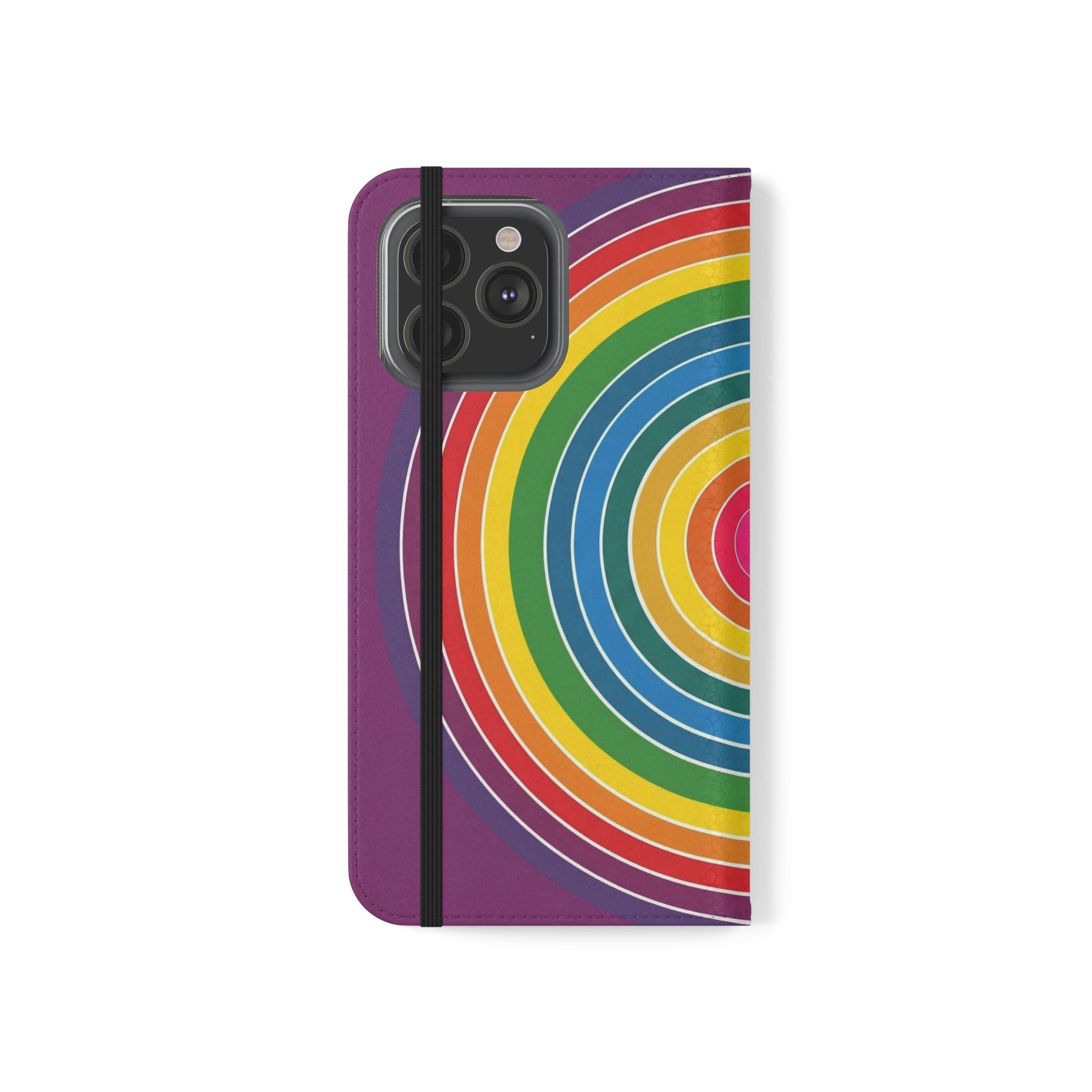 Flip Phone Case — Retro Rainbow Target Wallet Flip Case