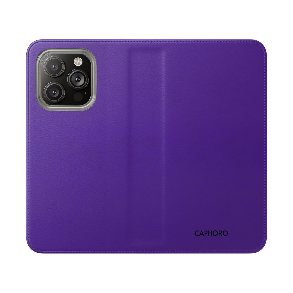 Purple Leather Flip Phone Case with Card Slots — Wallet Folio Case for iPhone
