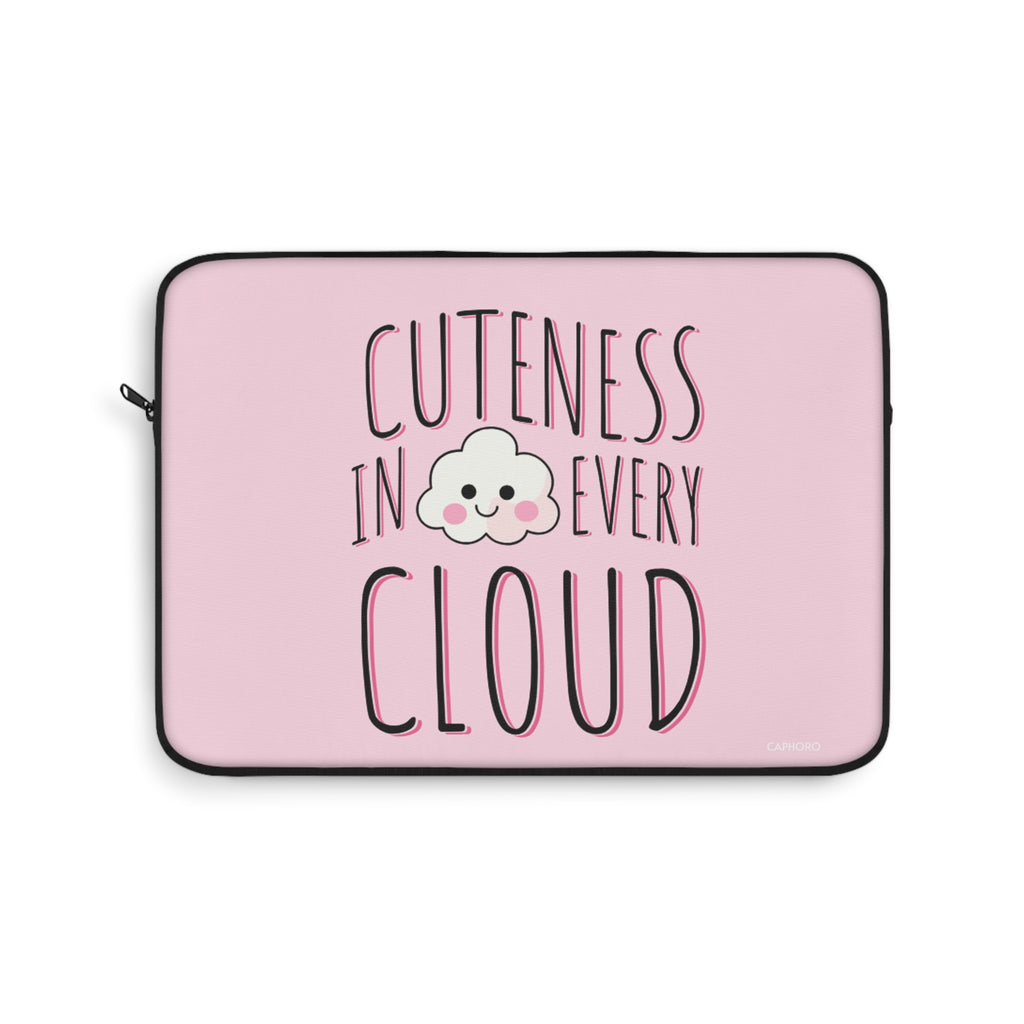 Cuteness In Every Cloud Pink Laptop Sleeve — Kawaii Cloud Laptop Case
