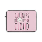 Cuteness In Every Cloud Pink Laptop Sleeve — Kawaii Cloud Laptop Case