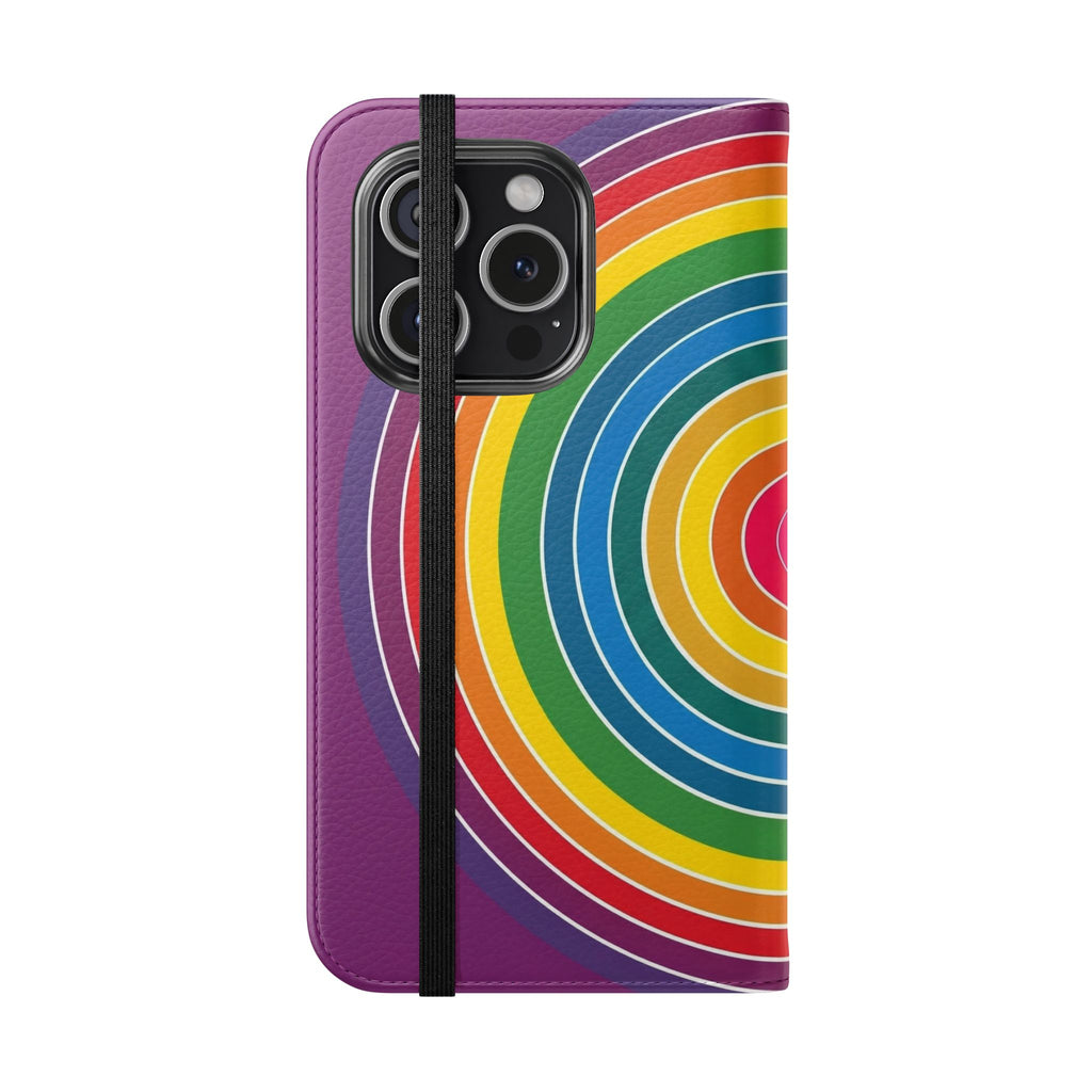 Flip Phone Case — Retro Rainbow Target Wallet Flip Case