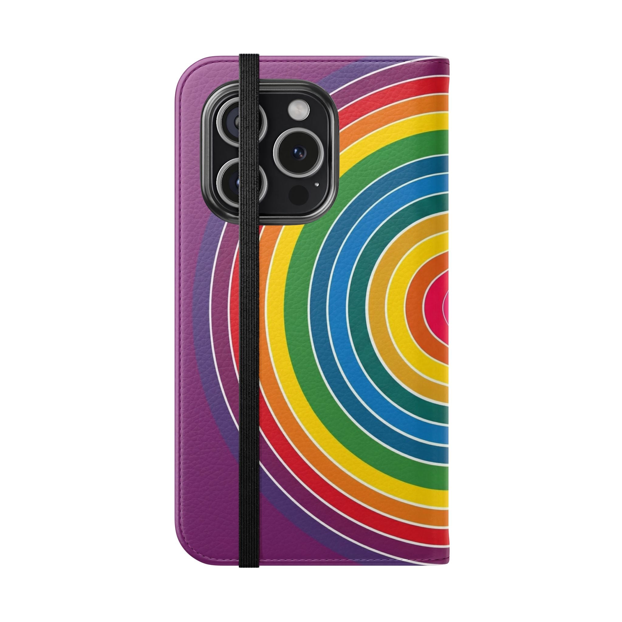 Flip Phone Case — Retro Rainbow Target Wallet Flip Case