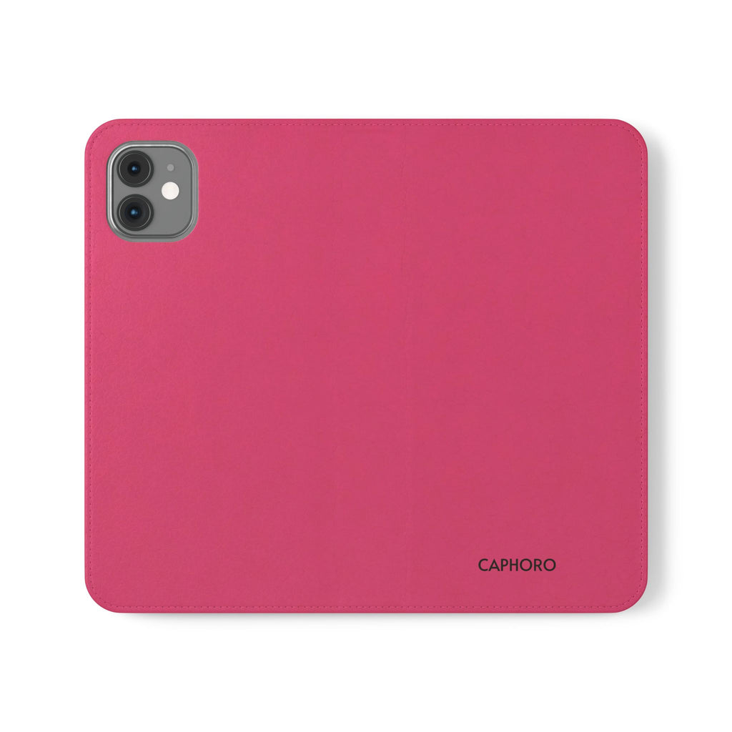 Pink Leather Flip Phone Case with Card Slots — Magnetic Wallet Cover