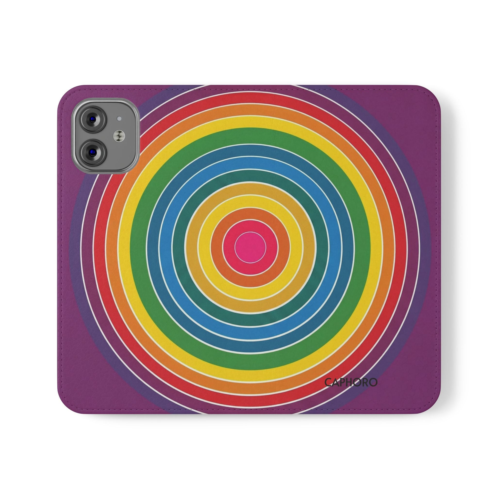 Flip Phone Case — Retro Rainbow Target Wallet Flip Case