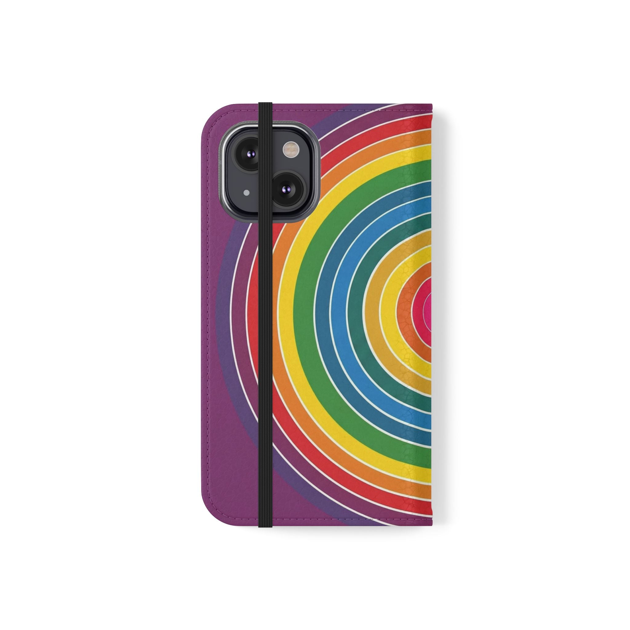 Flip Phone Case — Retro Rainbow Target Wallet Flip Case