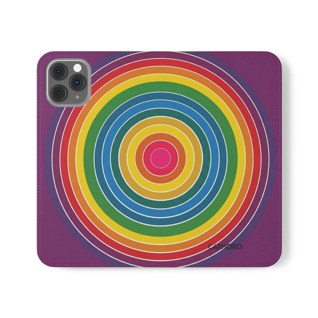 Flip Phone Case — Retro Rainbow Target Wallet Flip Case
