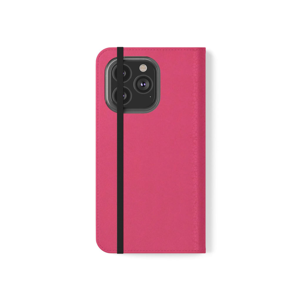 Pink Leather Flip Phone Case with Card Slots — Magnetic Wallet Cover