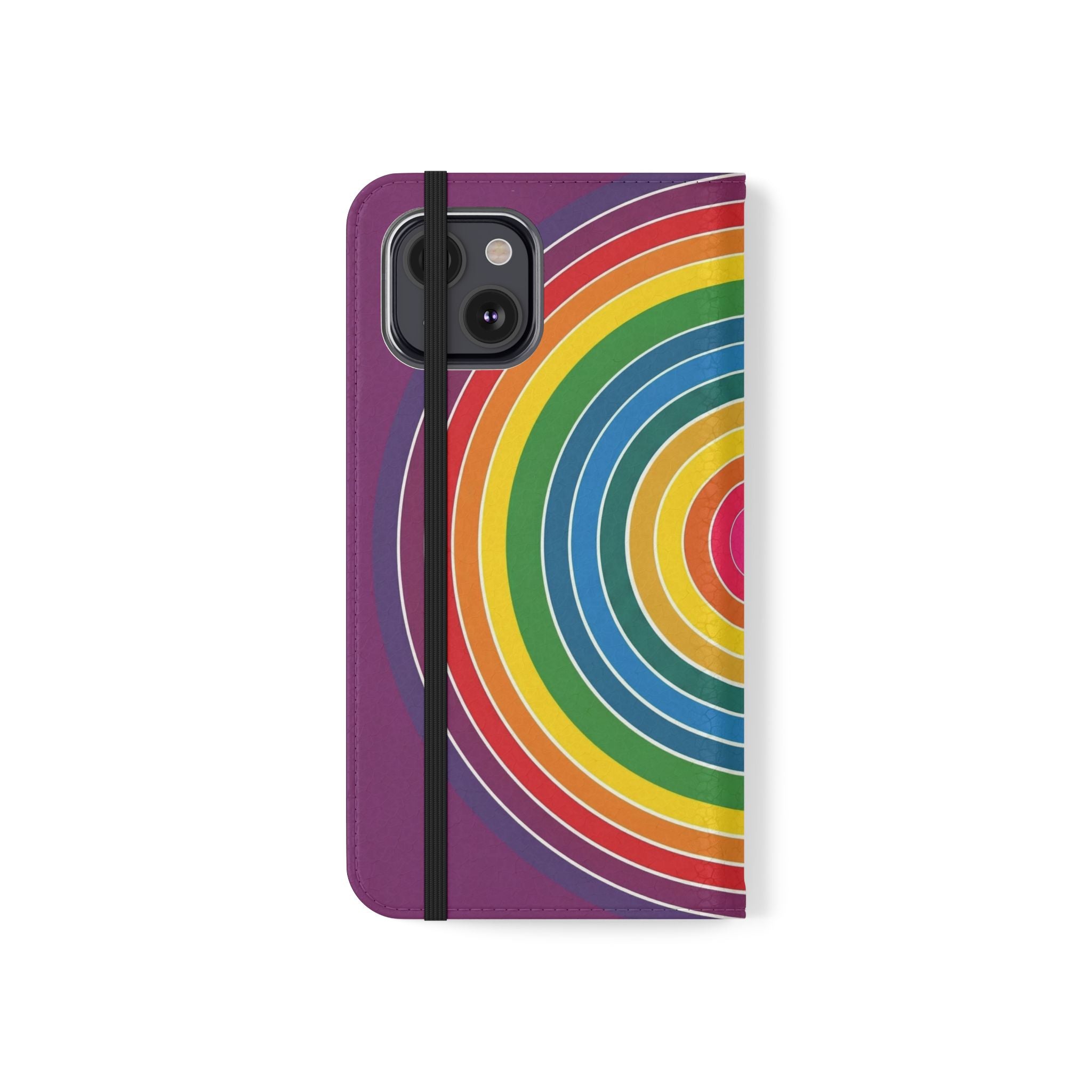 Flip Phone Case — Retro Rainbow Target Wallet Flip Case