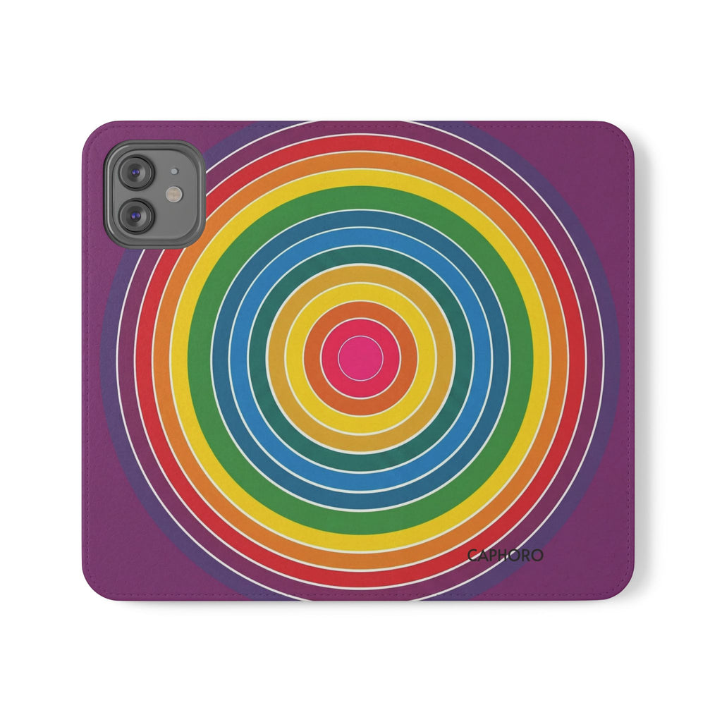 Flip Phone Case — Retro Rainbow Target Wallet Flip Case