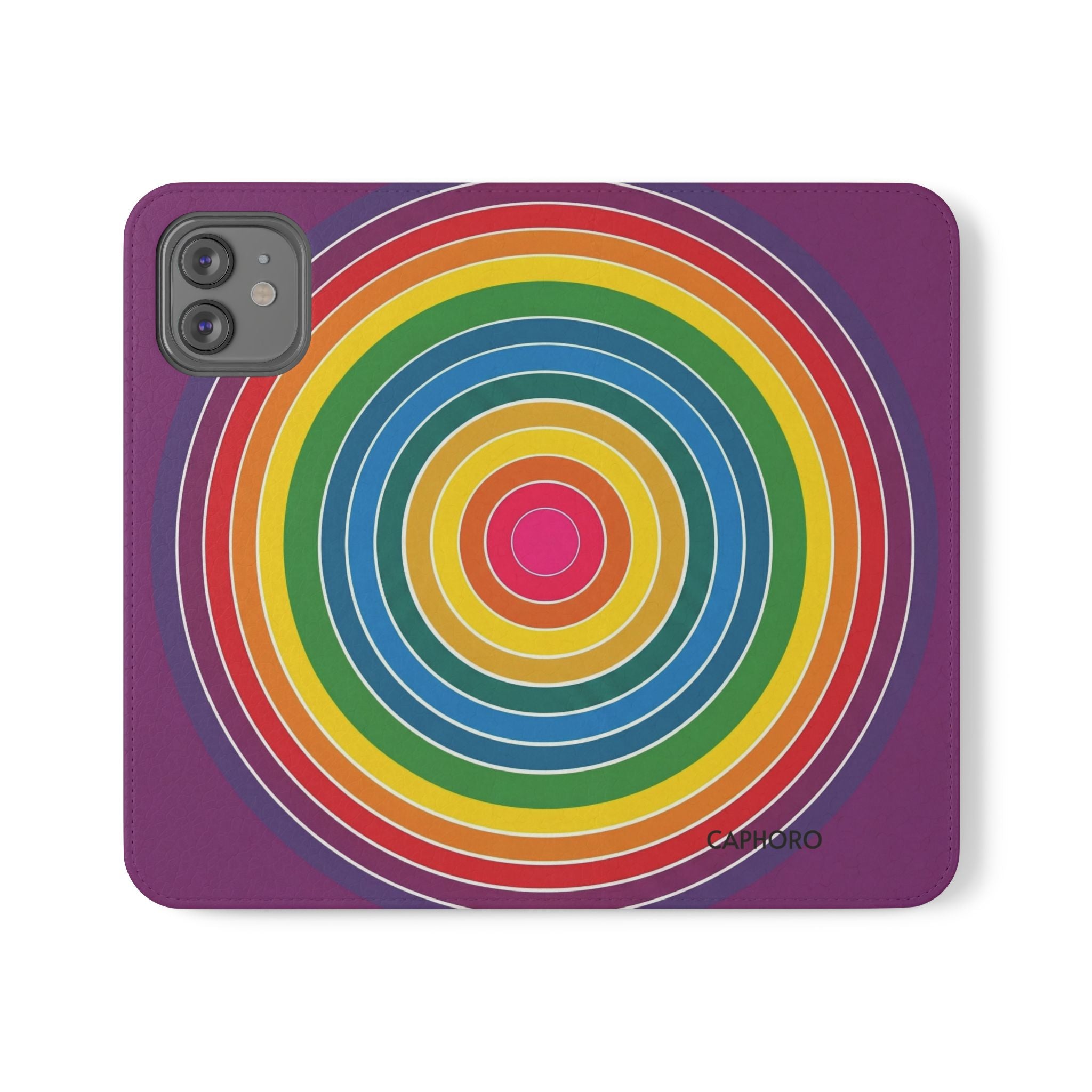 Flip Phone Case — Retro Rainbow Target Wallet Flip Case