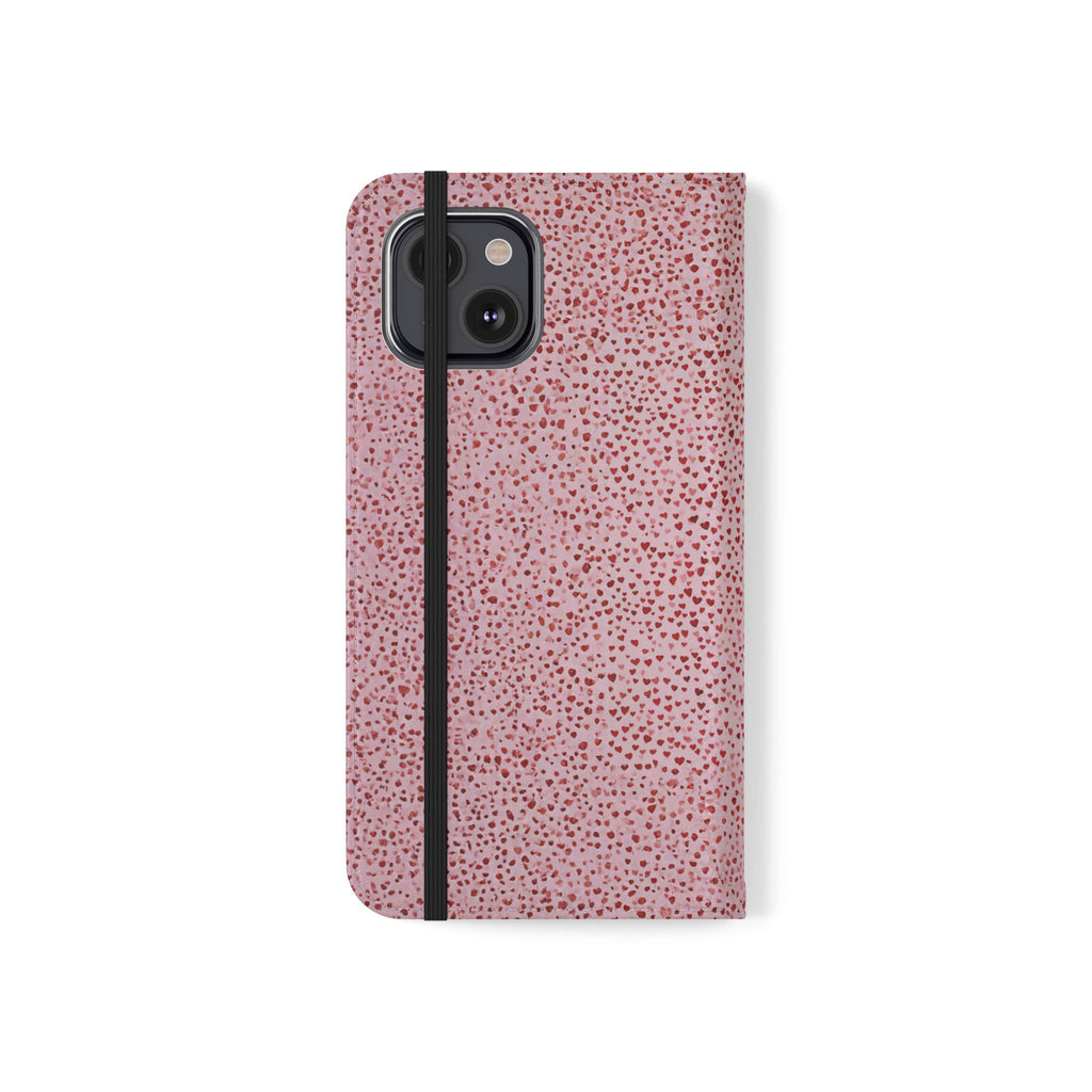 Pink Textured Leather Flip Phone Case – Card Slot Wallet Cover