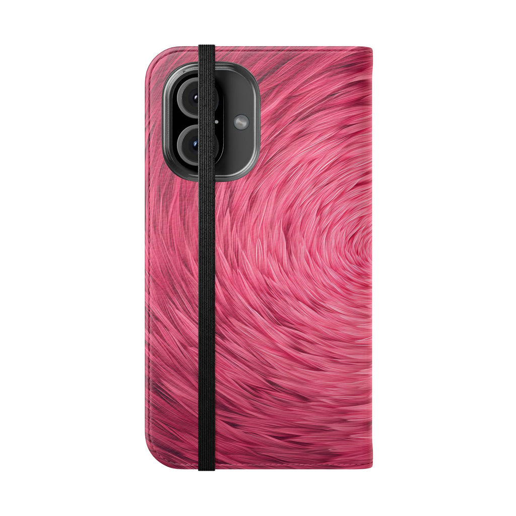 Pink Swirl Fur Flip Phone Case