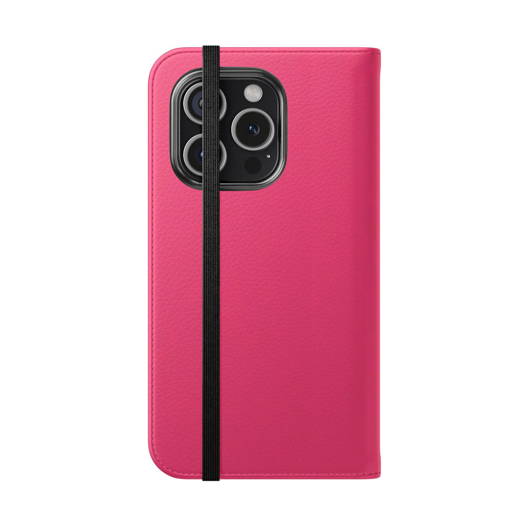 Pink Leather Flip Phone Case with Card Slots — Magnetic Wallet Cover