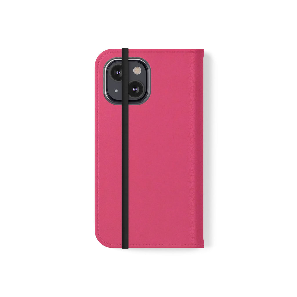 Pink Leather Flip Phone Case with Card Slots — Magnetic Wallet Cover