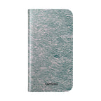 Marbled Teal Flip Phone Case — Textured Wallet Cover with Card Slots