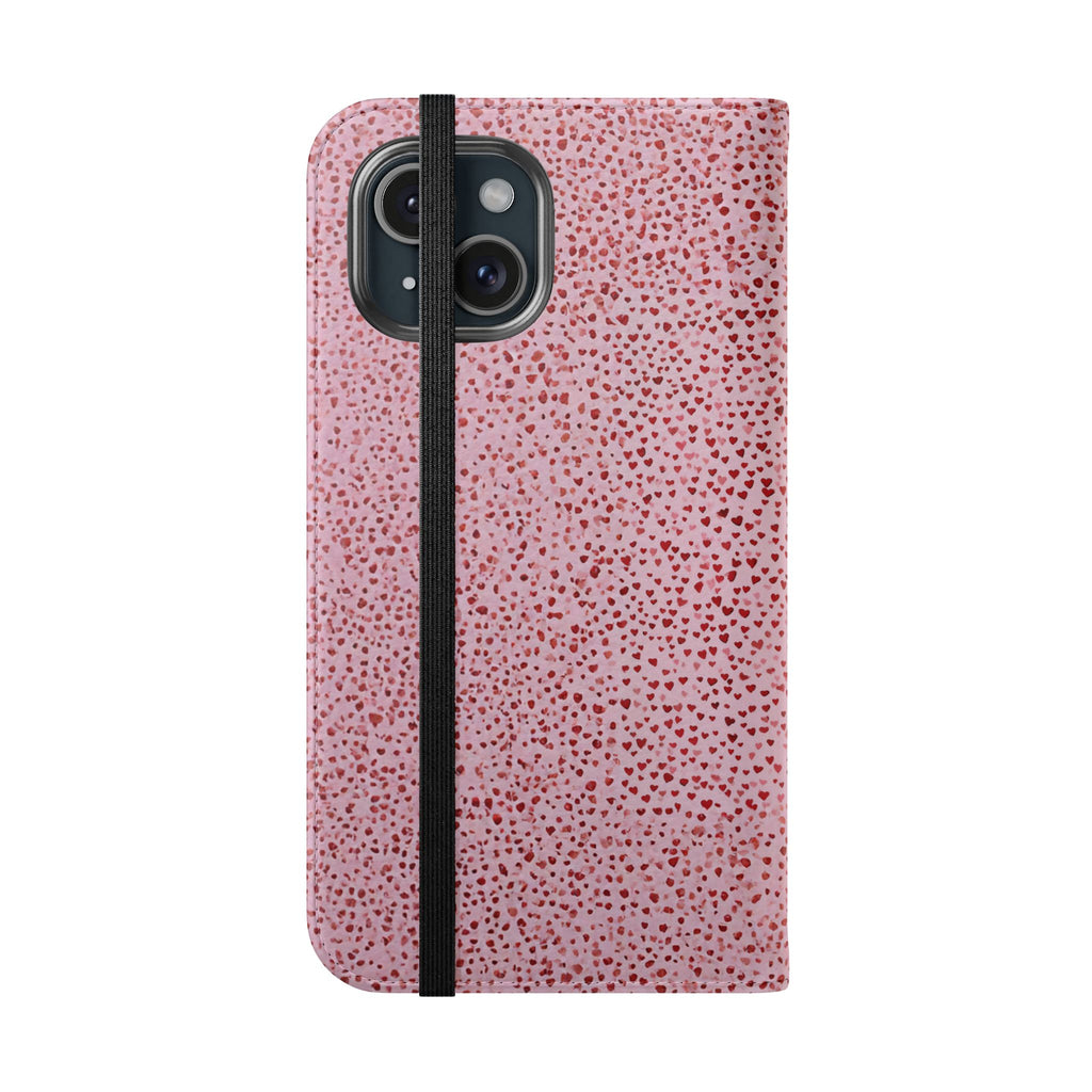 Pink Textured Leather Flip Phone Case – Card Slot Wallet Cover