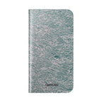 Marbled Teal Flip Phone Case — Textured Wallet Cover with Card Slots