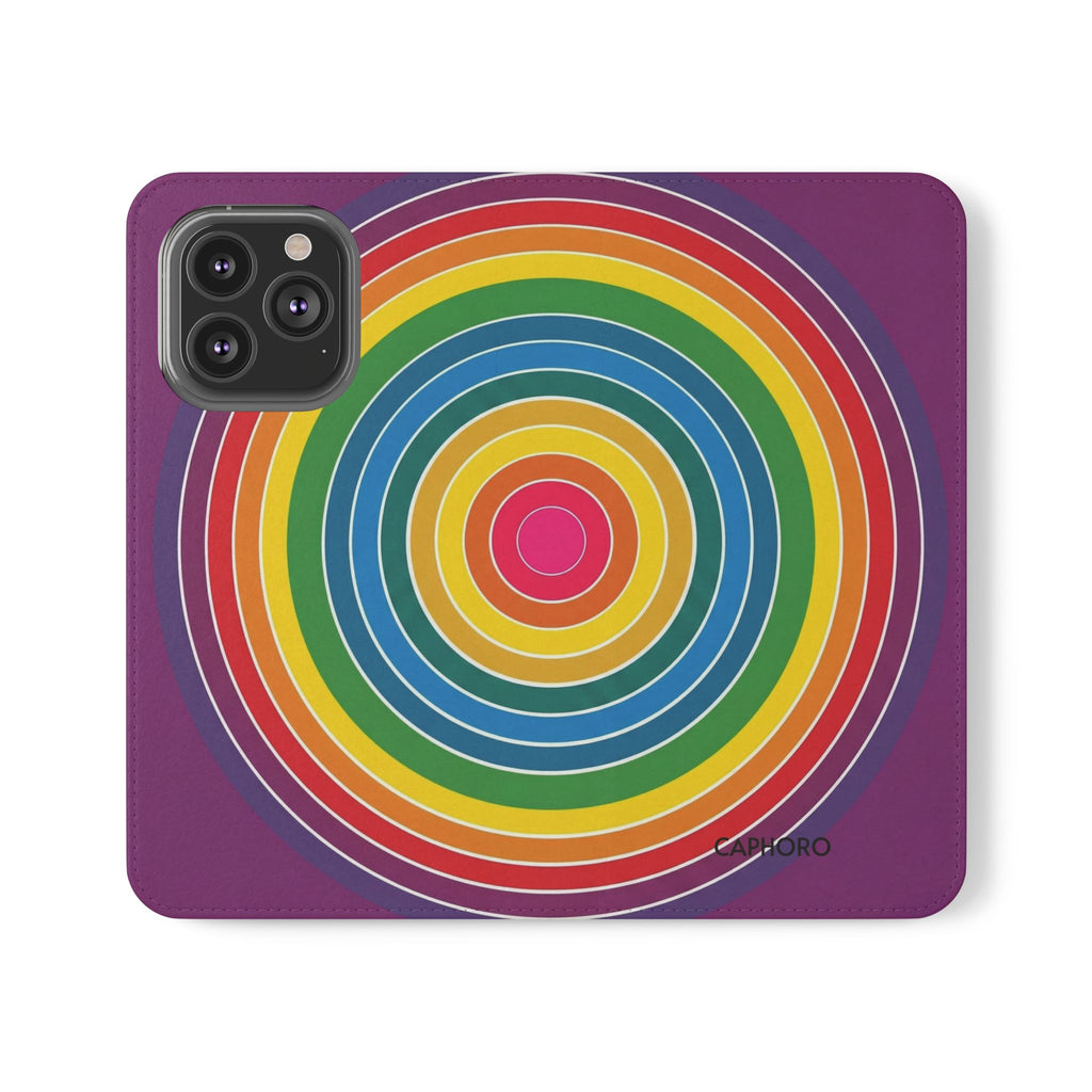 Flip Phone Case — Retro Rainbow Target Wallet Flip Case