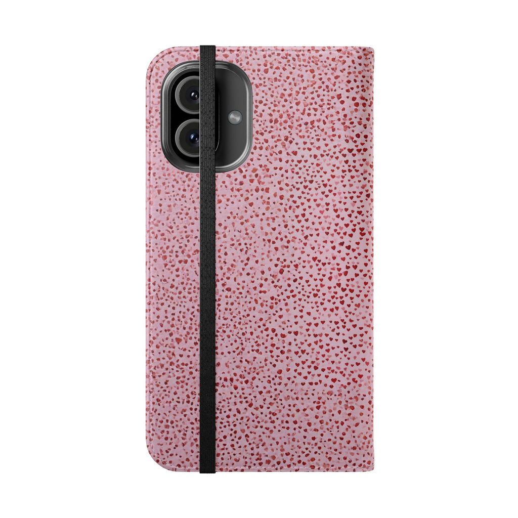 Pink Textured Leather Flip Phone Case – Card Slot Wallet Cover