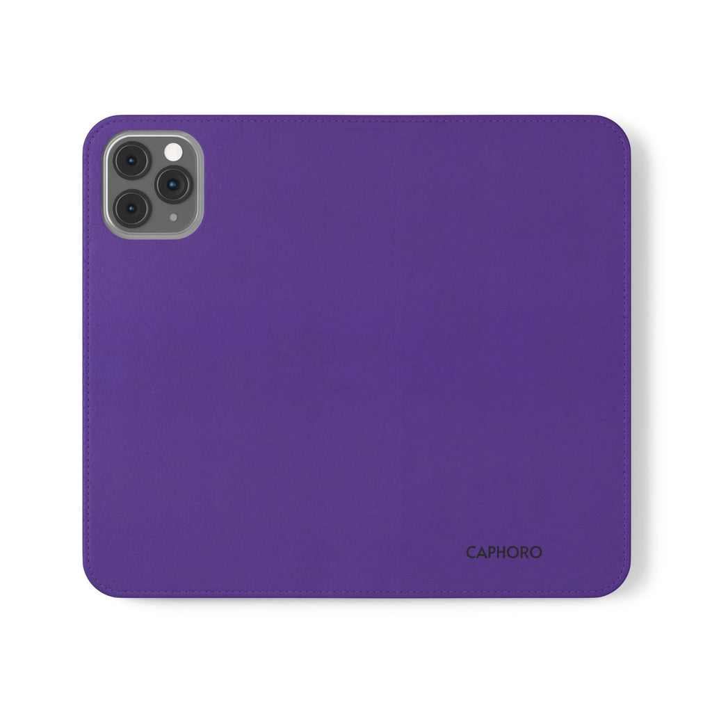 Purple Leather Flip Phone Case with Card Slots — Wallet Folio Case for iPhone