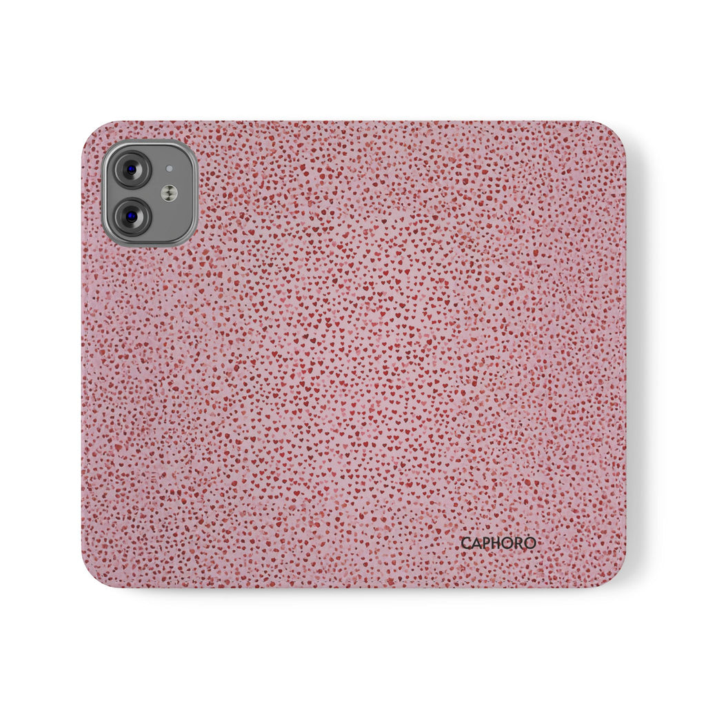 Pink Textured Leather Flip Phone Case – Card Slot Wallet Cover