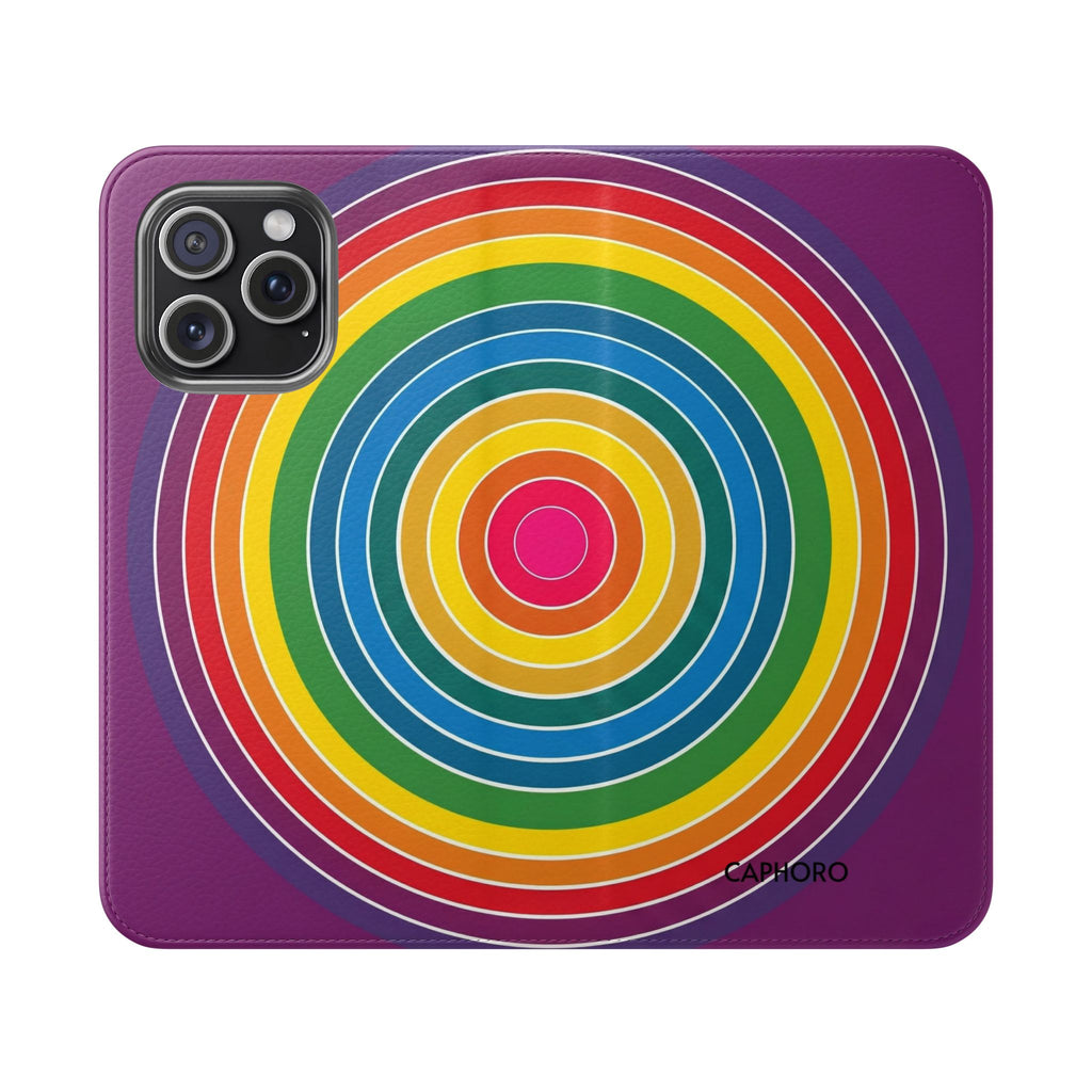 Flip Phone Case — Retro Rainbow Target Wallet Flip Case