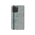 Marbled Teal Flip Phone Case — Textured Wallet Cover with Card Slots