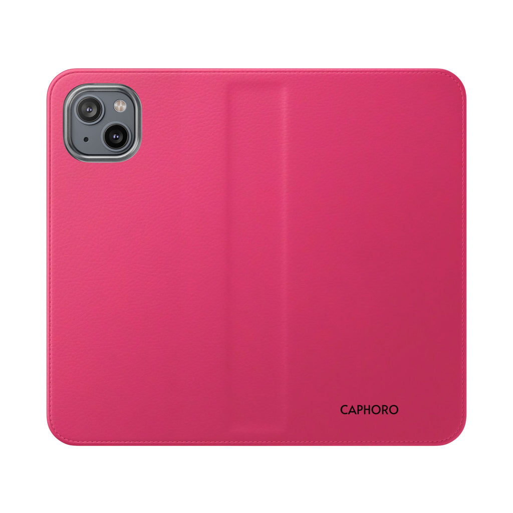 Pink Leather Flip Phone Case with Card Slots — Magnetic Wallet Cover