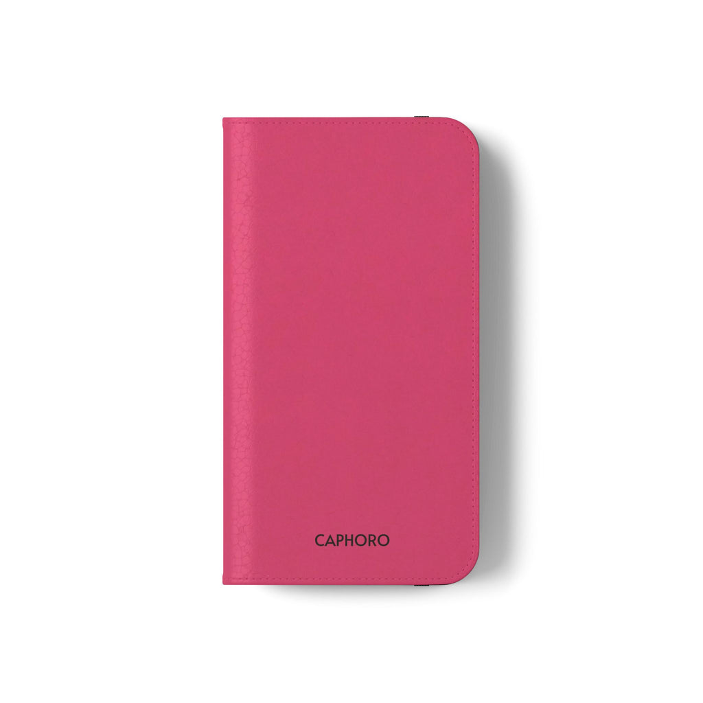 Pink Leather Flip Phone Case with Card Slots — Magnetic Wallet Cover