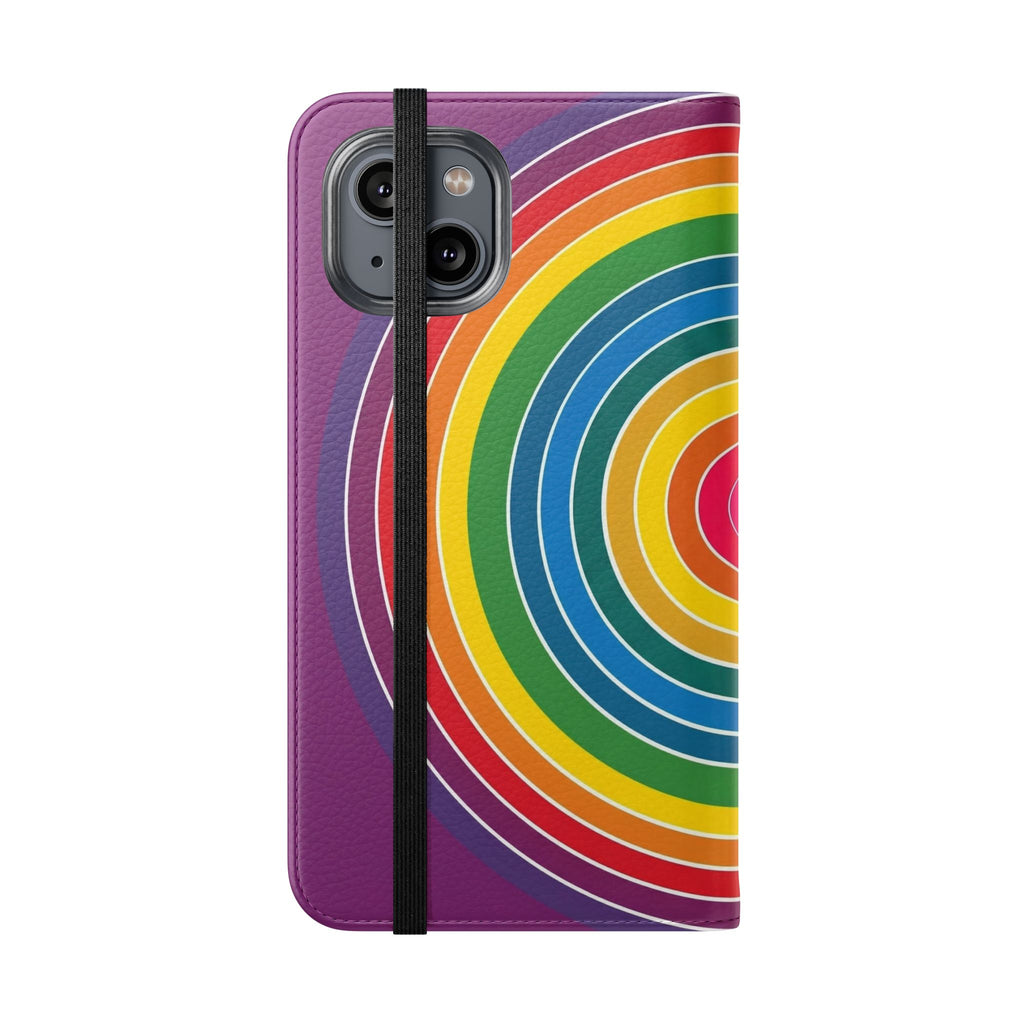 Flip Phone Case — Retro Rainbow Target Wallet Flip Case