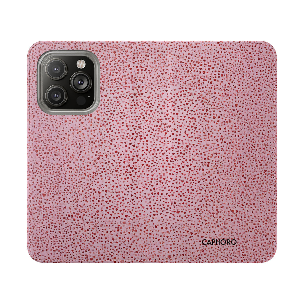 Pink Textured Leather Flip Phone Case – Card Slot Wallet Cover