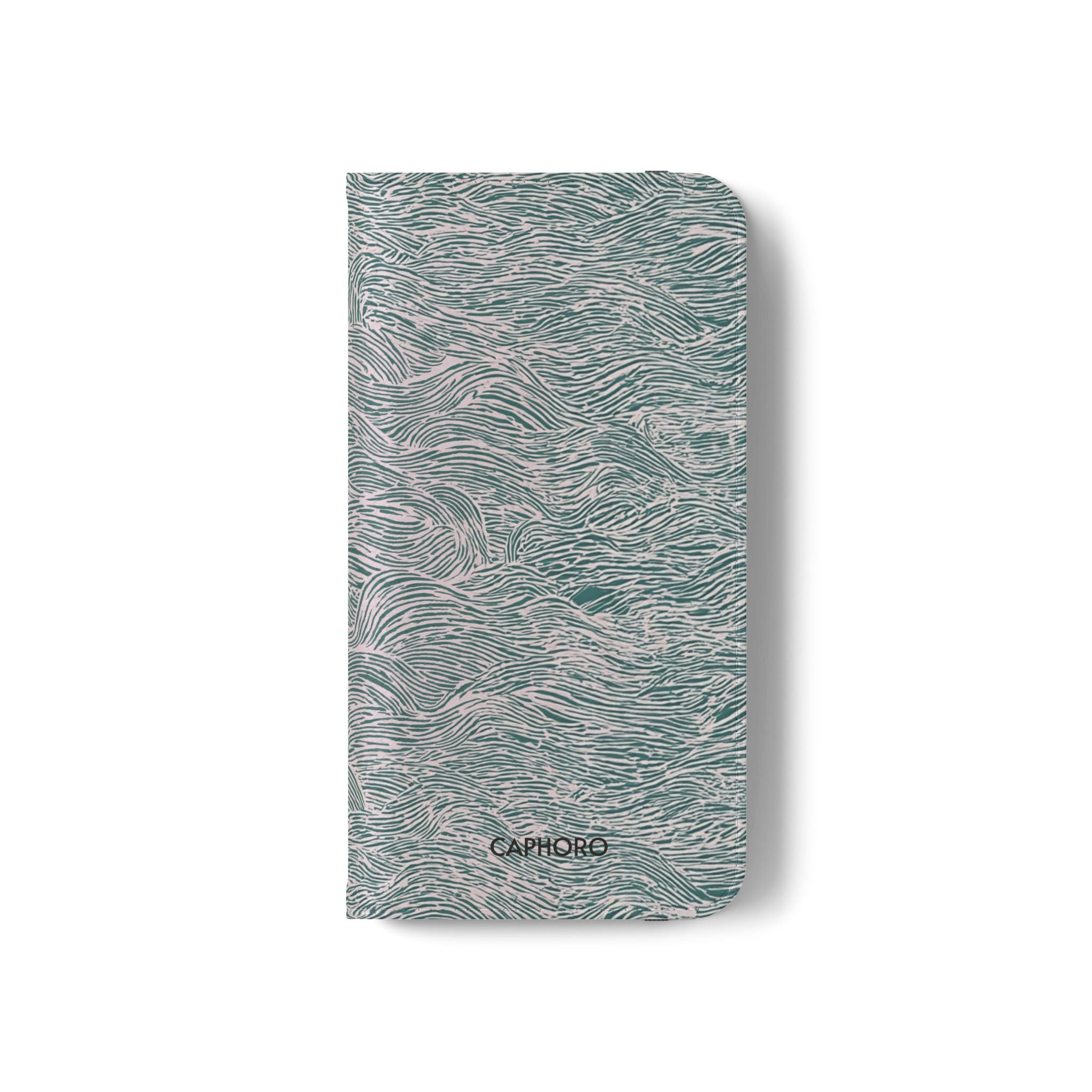 Marbled Teal Flip Phone Case — Textured Wallet Cover with Card Slots