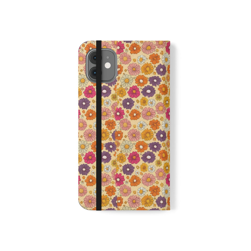 Retro Floral Flip Phone Case — Wallet Flip Case with Card Slots