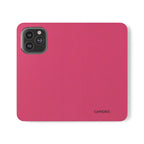 Pink Leather Flip Phone Case with Card Slots — Magnetic Wallet Cover