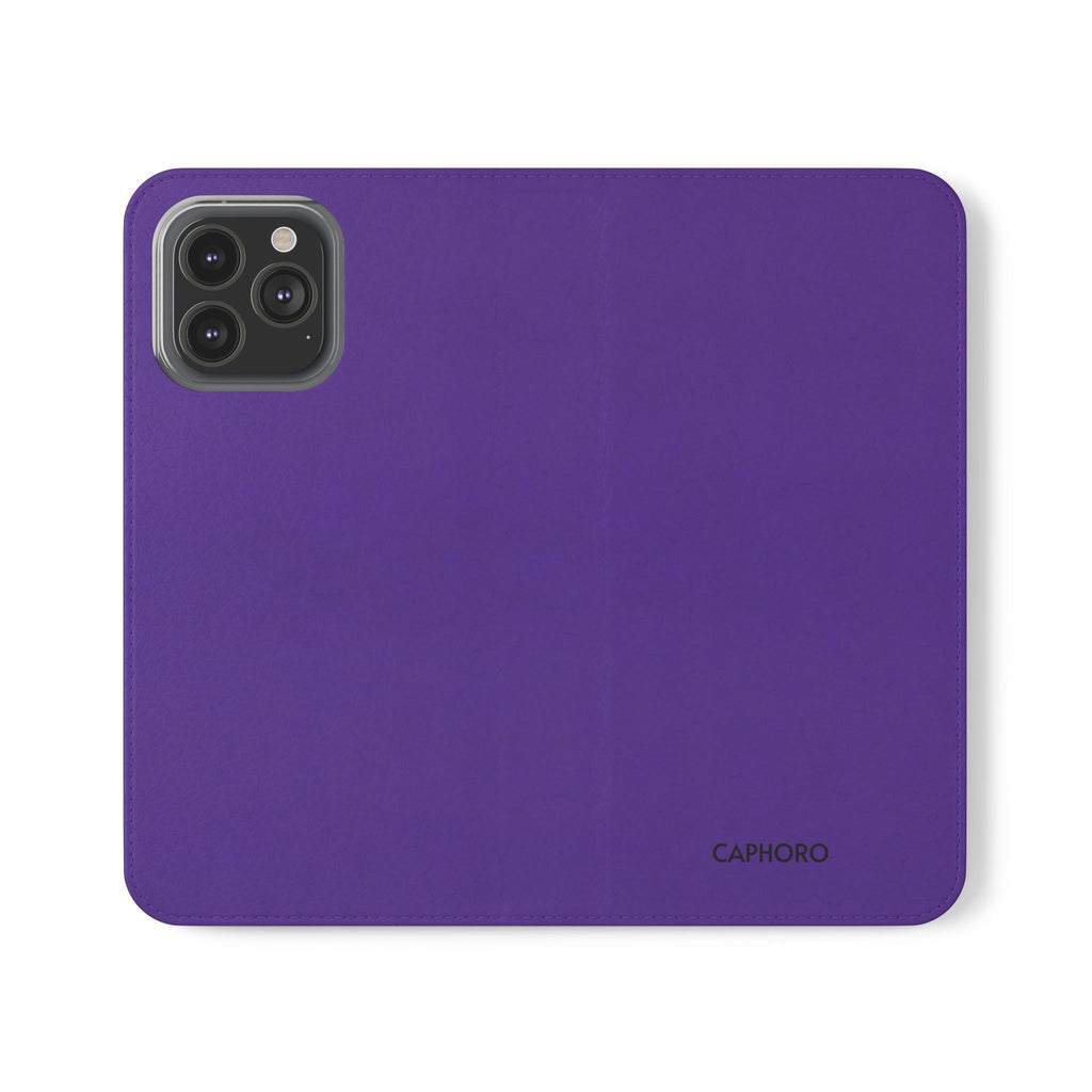 Purple Leather Flip Phone Case with Card Slots — Wallet Folio Case for iPhone