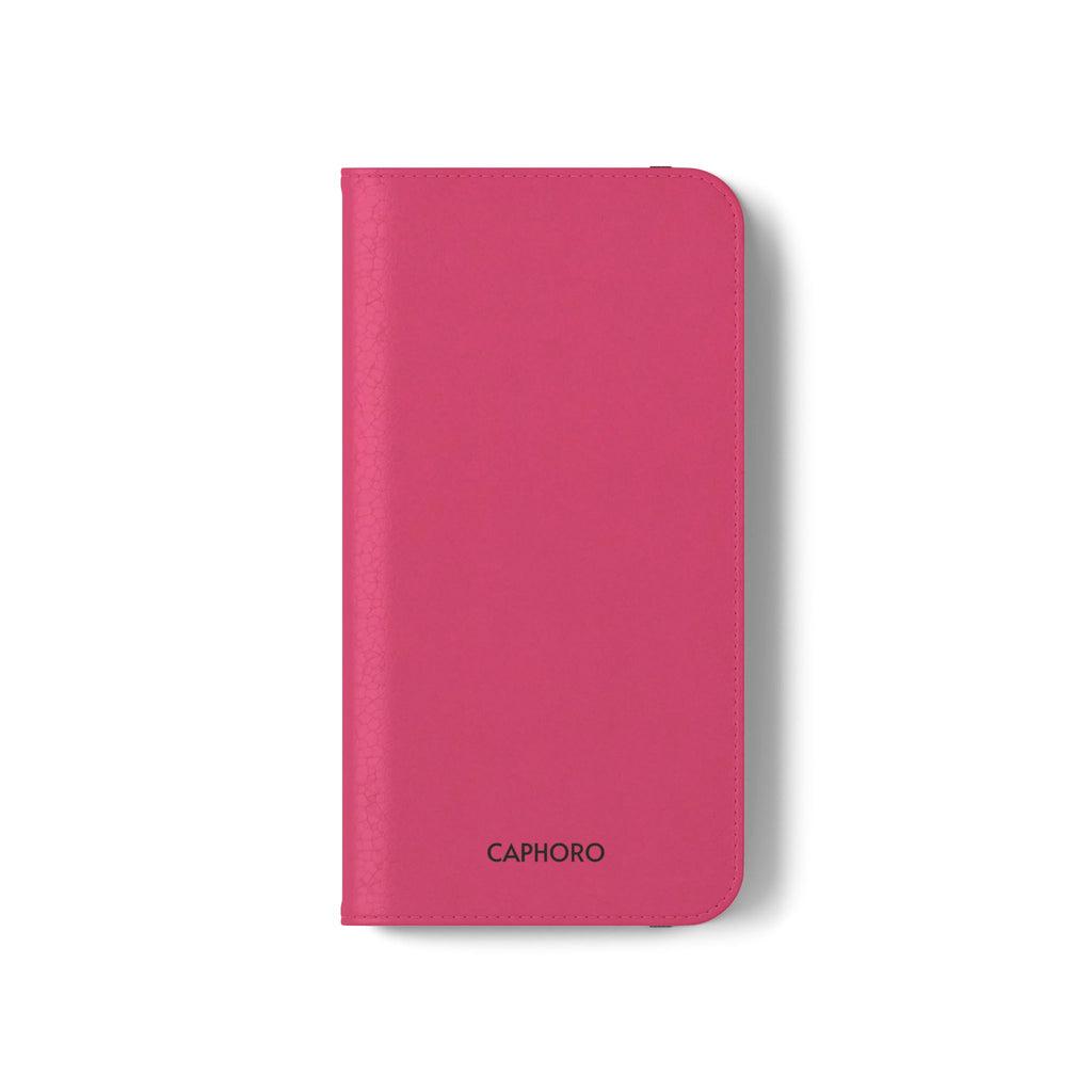 Pink Leather Flip Phone Case with Card Slots — Magnetic Wallet Cover
