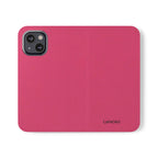 Pink Leather Flip Phone Case with Card Slots — Magnetic Wallet Cover