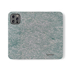 Marbled Teal Flip Phone Case — Textured Wallet Cover with Card Slots
