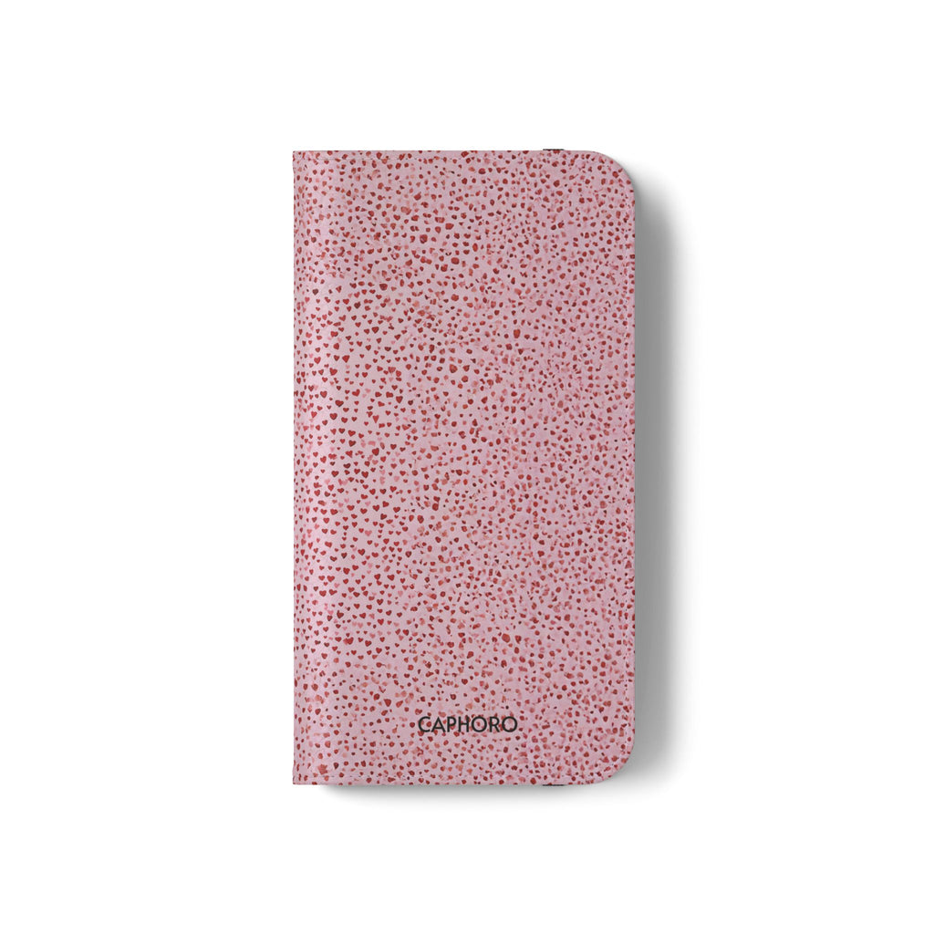 Pink Textured Leather Flip Phone Case – Card Slot Wallet Cover