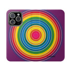 Flip Phone Case — Retro Rainbow Target Wallet Flip Case