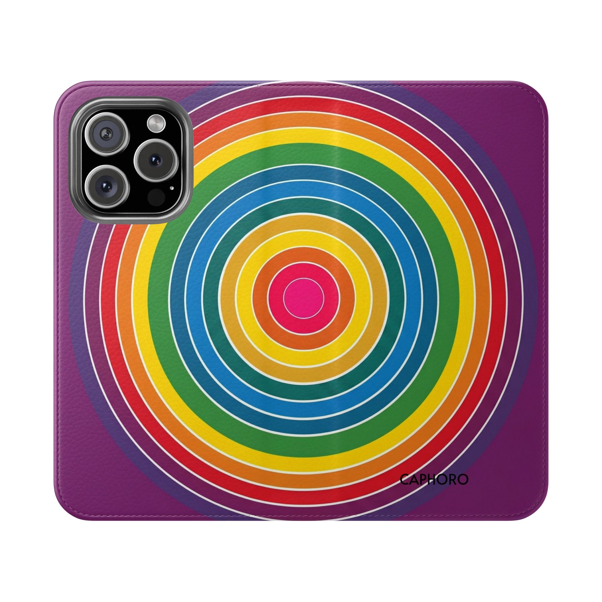 Flip Phone Case — Retro Rainbow Target Wallet Flip Case