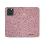 Pink Textured Leather Flip Phone Case – Card Slot Wallet Cover