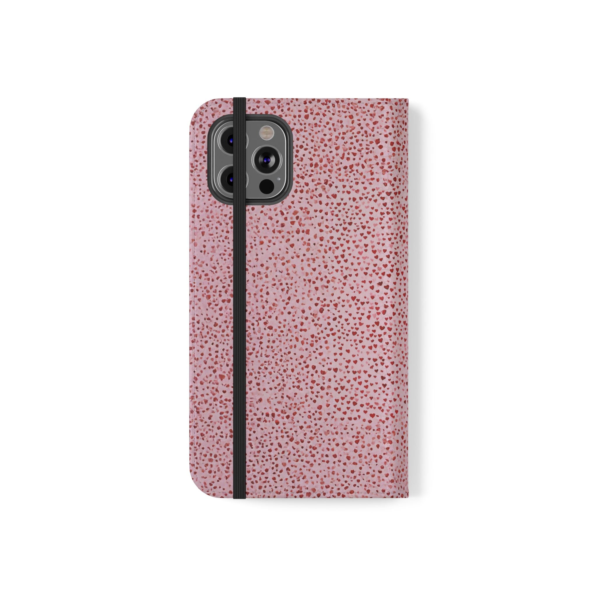 Pink Textured Leather Flip Phone Case – Card Slot Wallet Cover