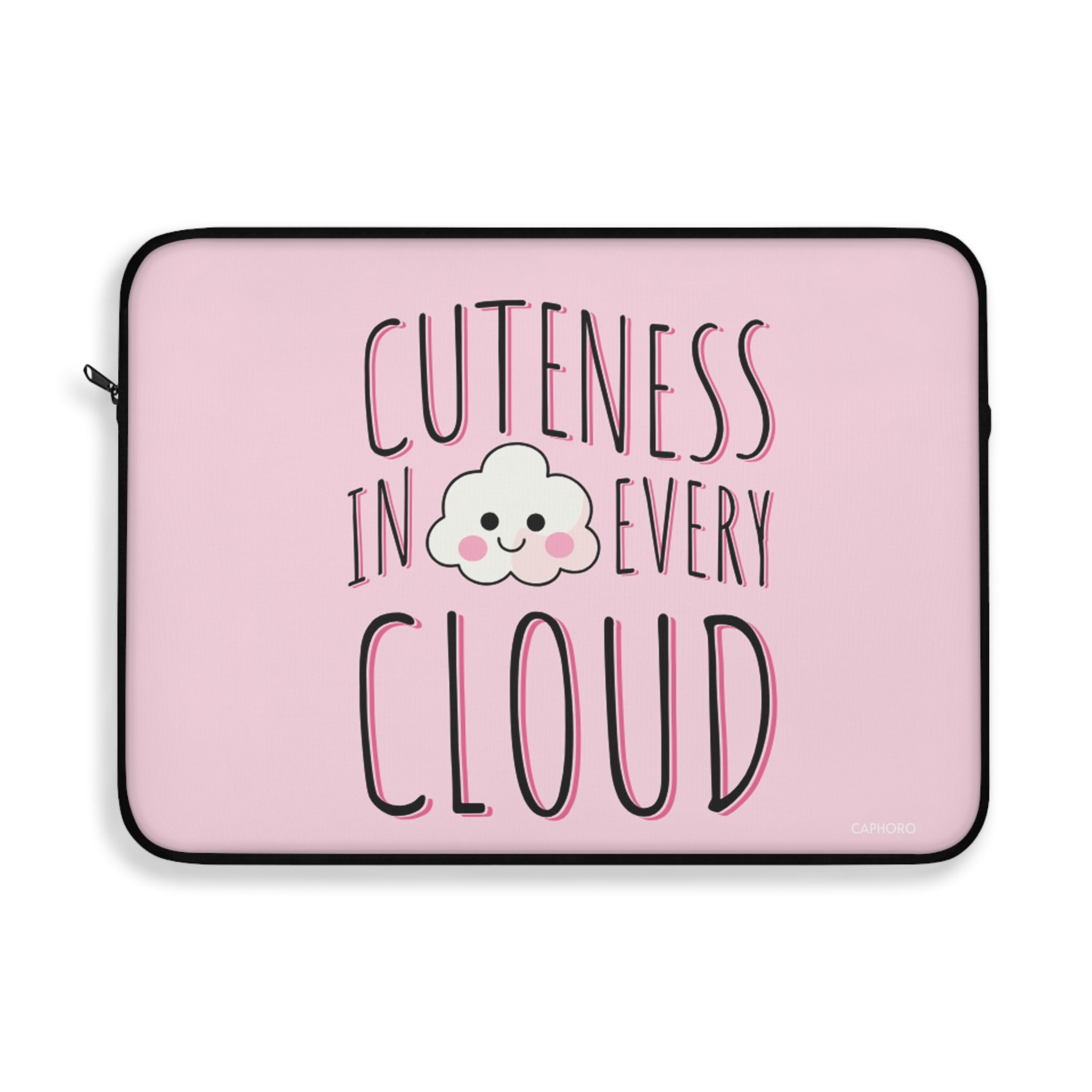 Cuteness In Every Cloud Pink Laptop Sleeve — Kawaii Cloud Laptop Case